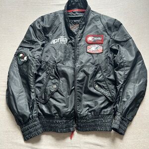 Y2K Aprilia Racing  Black Bomber Jacket for Men